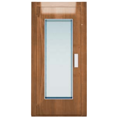 Dark teak color laminated steel semi-automatic elevator door system